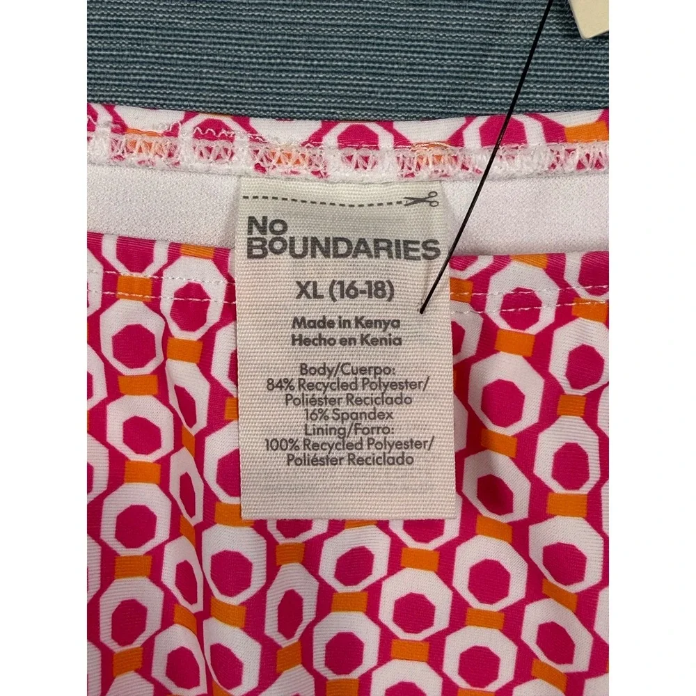 No‎ Boundaries Pink Geometric Bikini Set XL 16-18 Extra Cheeky High Leg NWT